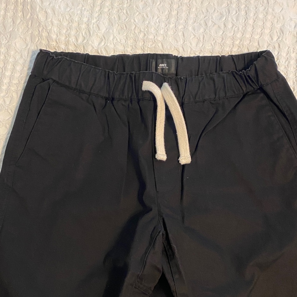 Obey Black Joggers with White Drawstring